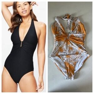 HEIDI KLEIN- U-Bar Halterneck Swimsuit Beach Summer Pool Resort Classic Preppy